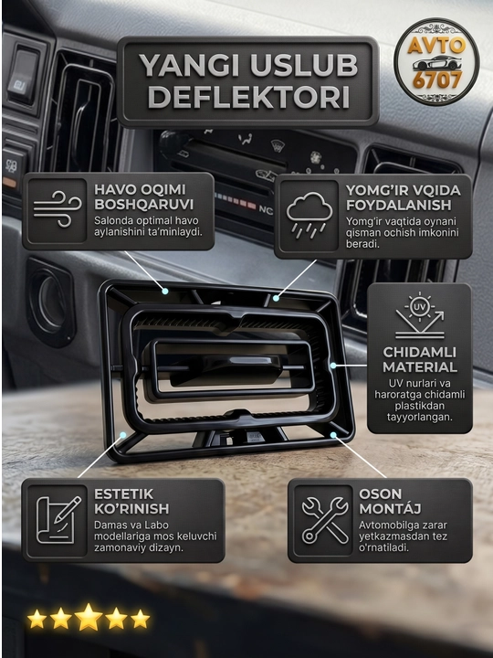 Damas va Labo uchun deflektor Mers uslubida havo chiqarish panjarasi, qora avto tuning