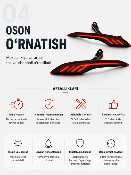 LED отражатели для Onix, Malibu, Tracker 2, Spark, Kia Sonet, стоп-сигнал и габариты