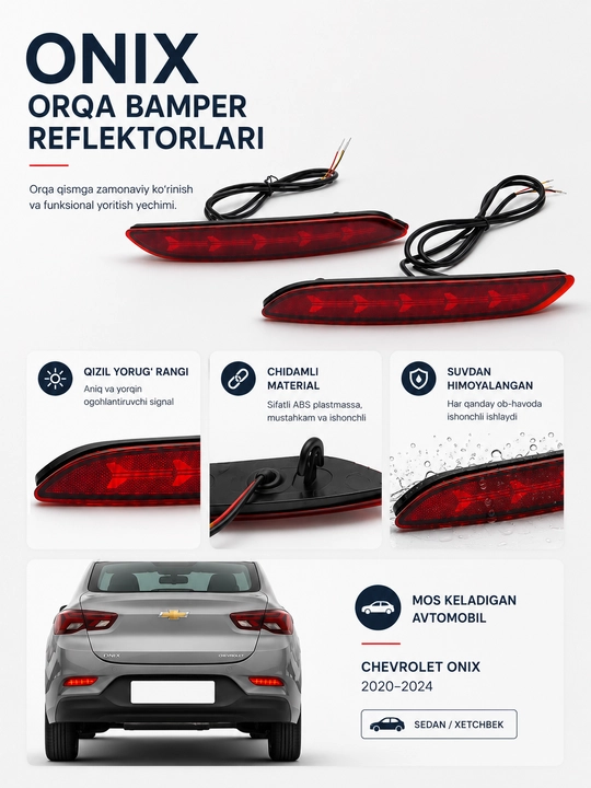 LED отражатели для Onix, Malibu, Tracker 2, Spark, Kia Sonet, стоп-сигнал и габариты
