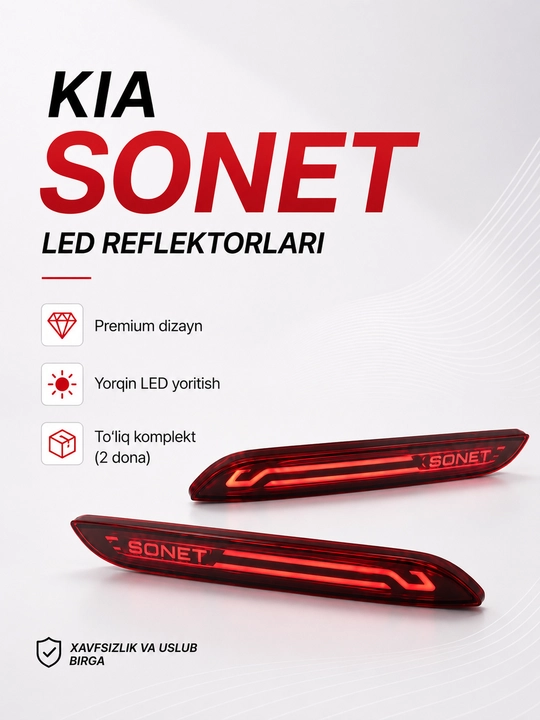 LED отражатели для Onix, Malibu, Tracker 2, Spark, Kia Sonet, стоп-сигнал и габариты
