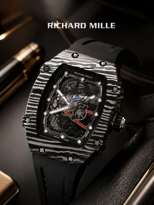 Richard Mille erkaklar qo‘l soati, sport, Skeleton, silikon tasmali - 
