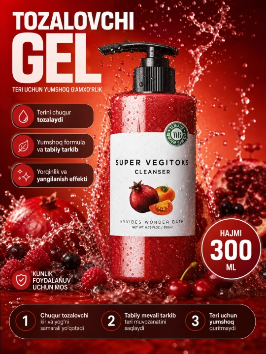 Очищающая пенка для умывания Wonder Bath super vegitoks cleanser, 300 мл