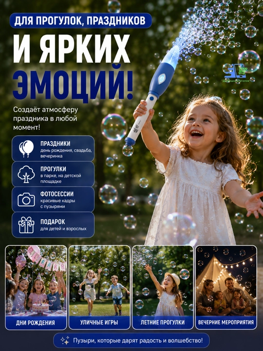 Электрическая палочка для мыльных пузырей с подсветкой, детская игрушка, генератор пузырей