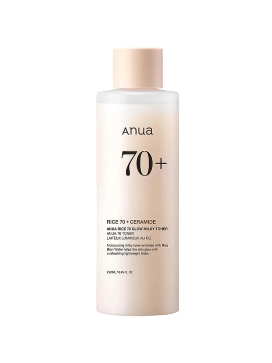 Anua Rice 70 Glow Milky Toner 250/150 ml - guruch bilan terini yaltiratish uchun sut toner - 