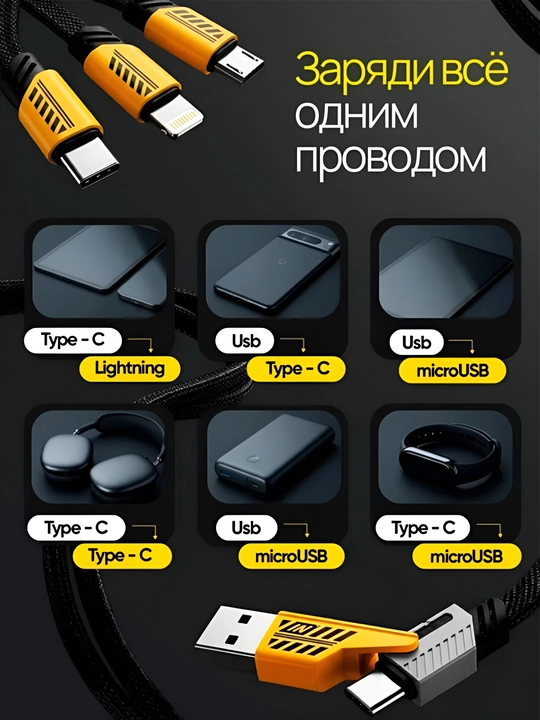 Кабель для быстрой зарядки, USB Type-C to Type-C Cable, Lightning, 240W   1 m