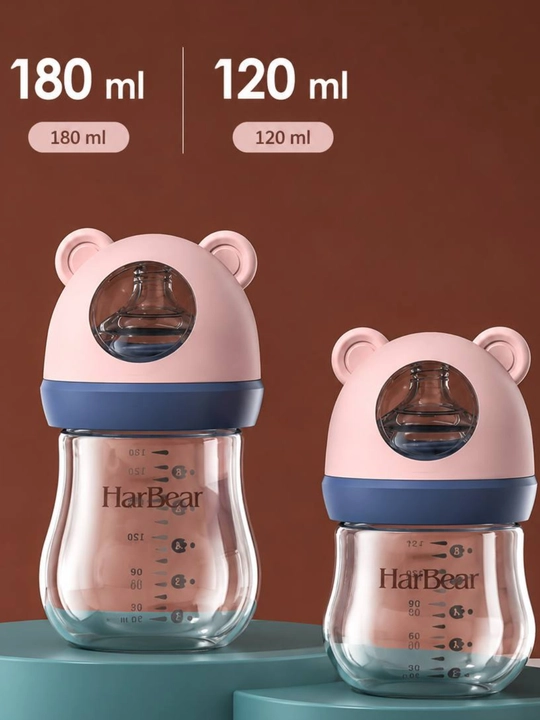 Стеклянная бутылочка HarBear для кормления детей, 120 мл / 180 мл