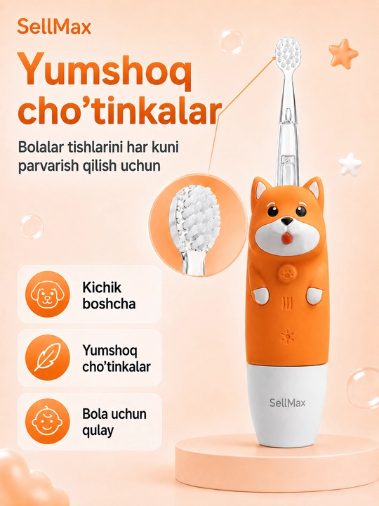 0-7 yoshli bolalar uchun batareyali Dog/Cat SellMax elektr tish cho‘tkasi