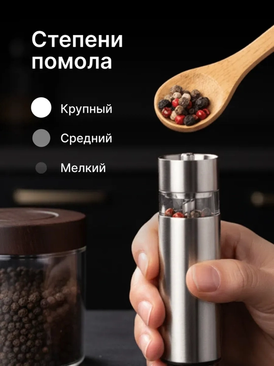 Мельница механическая, мельница для специй (Стальная)