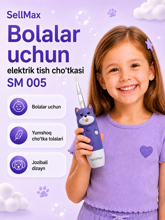 0-7 yoshli bolalar uchun batareyali Dog/Cat SellMax elektr tish cho‘tkasi - 