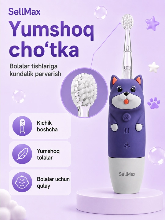 0-7 yoshli bolalar uchun batareyali Dog/Cat SellMax elektr tish cho‘tkasi