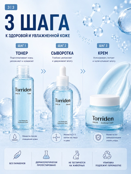 Набор Torriden Dive In 3 в 1 с гиалуроновой кислотой