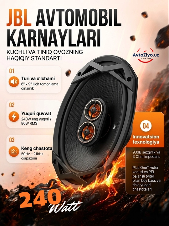 Avtomobil kalonkalari JBL Club 9630, 6"x9" (oval), avto akustika dinamiklar, 240W - 