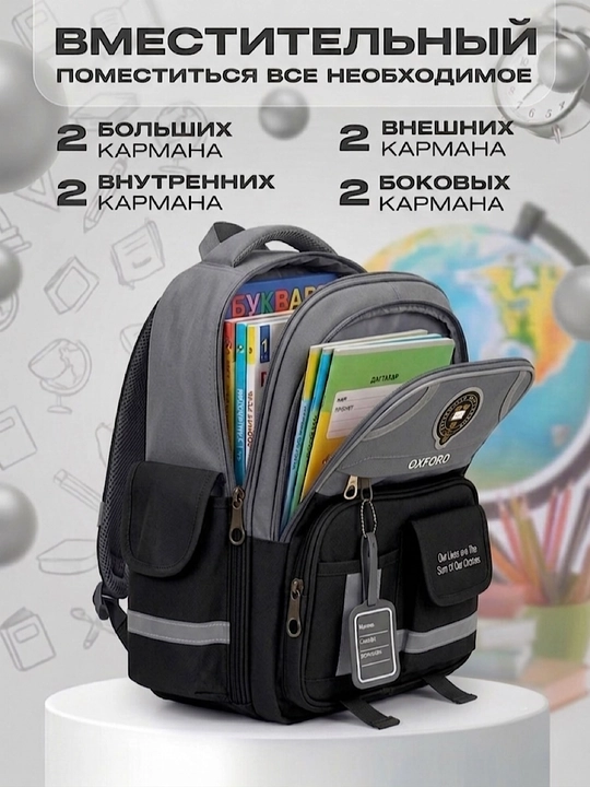 Ортопедический рюкзак для детей, со спортивной сумкой, подходит для 1–6 классов
