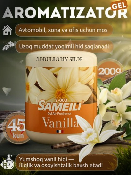 Sameili gel havo xushbo'ylantirgich avtomobil, ofis, xona uchun 11 xil aromat