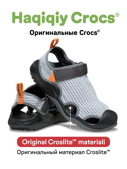CROCS Swiftwater Mesh Deck Sandal 211095-1NM, ayollar va erkaklar uchun - 