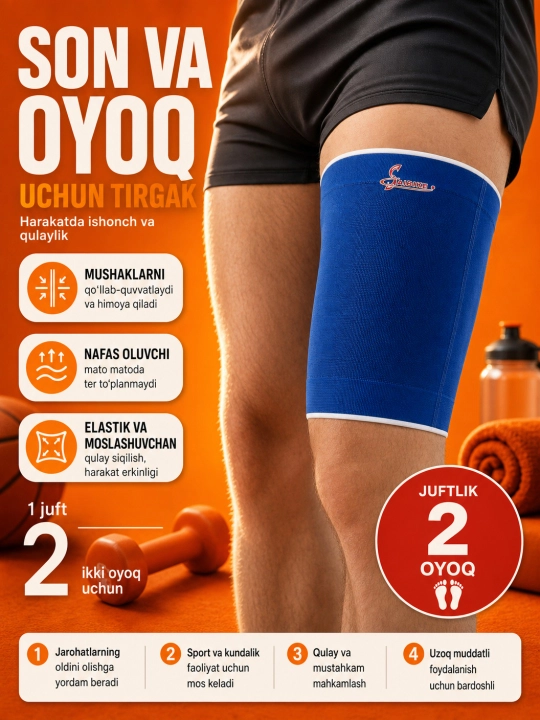 Elastik kompression bandaj bo‘g‘imlarni qo‘llab-quvvatlash va sport uchun - 
