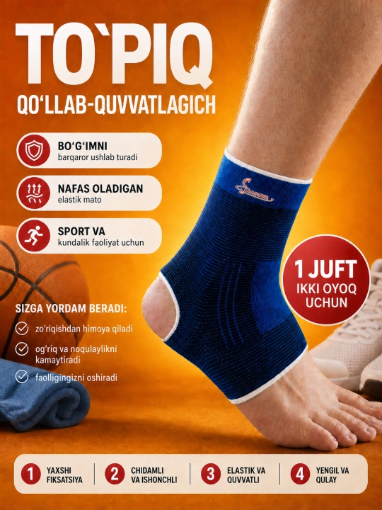 Elastik kompression bandaj bo‘g‘imlarni qo‘llab-quvvatlash va sport uchun - 