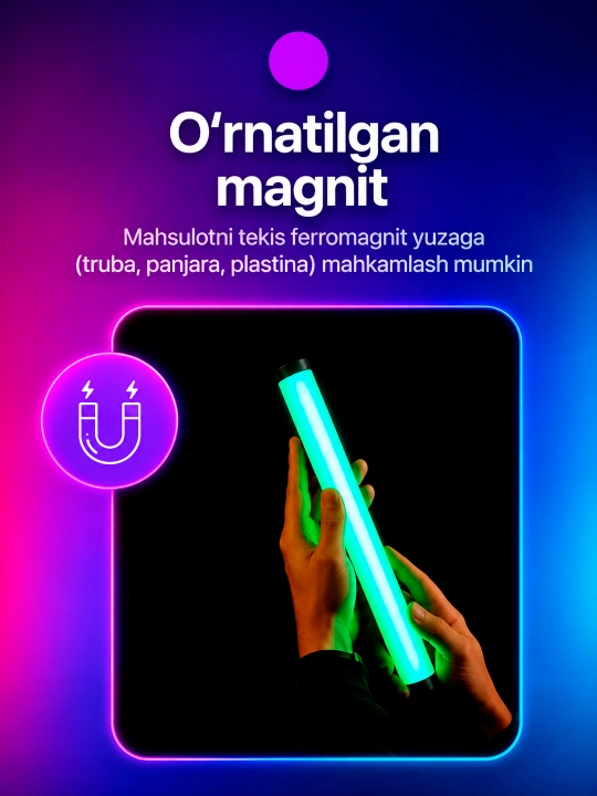 RGB chiroq tayoqchasi, Light Stick, fotosurat va video uchun rangli RGB, 50 sm