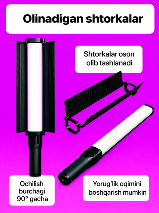 RGB chiroq tayoqchasi, Light Stick, fotosurat va video uchun rangli RGB, 50 sm