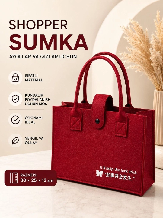 Unisex xarid sumkasi - ayollar uchun matoli sumka - 