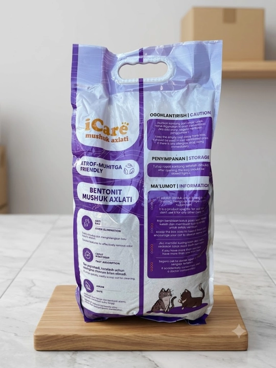 ICare Cat Litter – Mushuklar uchun yuqori sifatli gigiyenik qum 5litr(4kg)