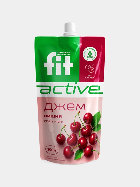 Джем без сахара FitParad, низколорийнная сладость со вкусом вишни, Дой-пак, 200 г - 