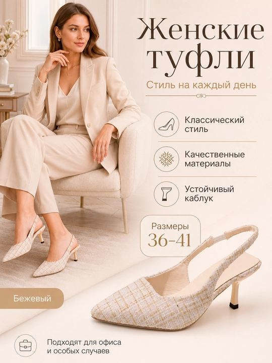 Tuflilar ayollar uchun, Ayollar uchun nafis slingback tufli 36-41