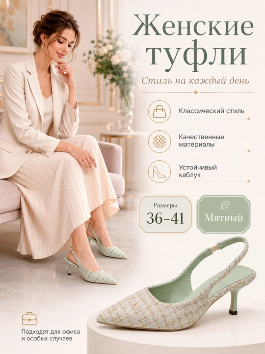Tuflilar ayollar uchun, Ayollar uchun nafis slingback tufli 36-41