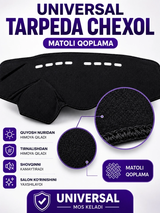 Avtomobil torpedkasi uchun matoli gilamcha: Cobalt, Lacetti, Spark, Nexia 1-3 uchun mos - 