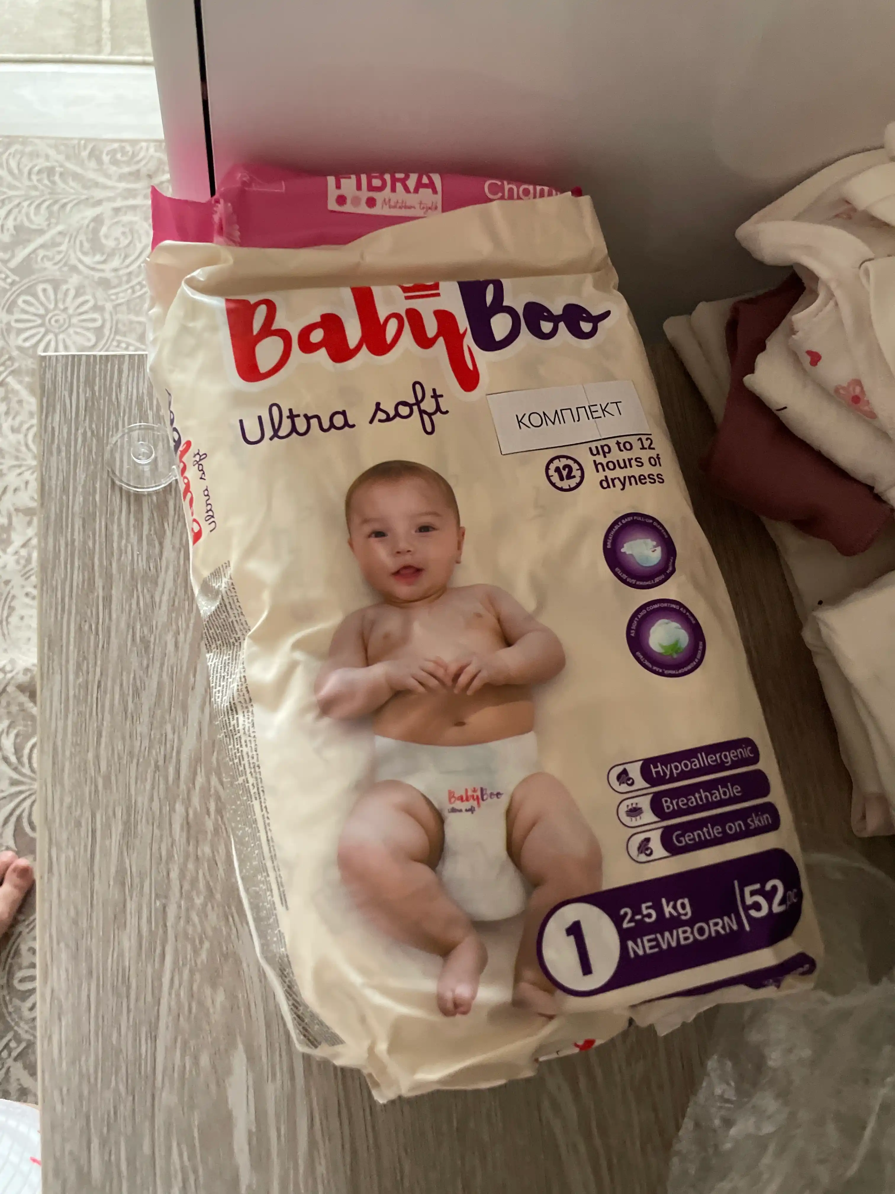 Подгузники BabyBoo UltraSoft на липучках, для новорожденных, №1, 2-5 кг, 52 шт