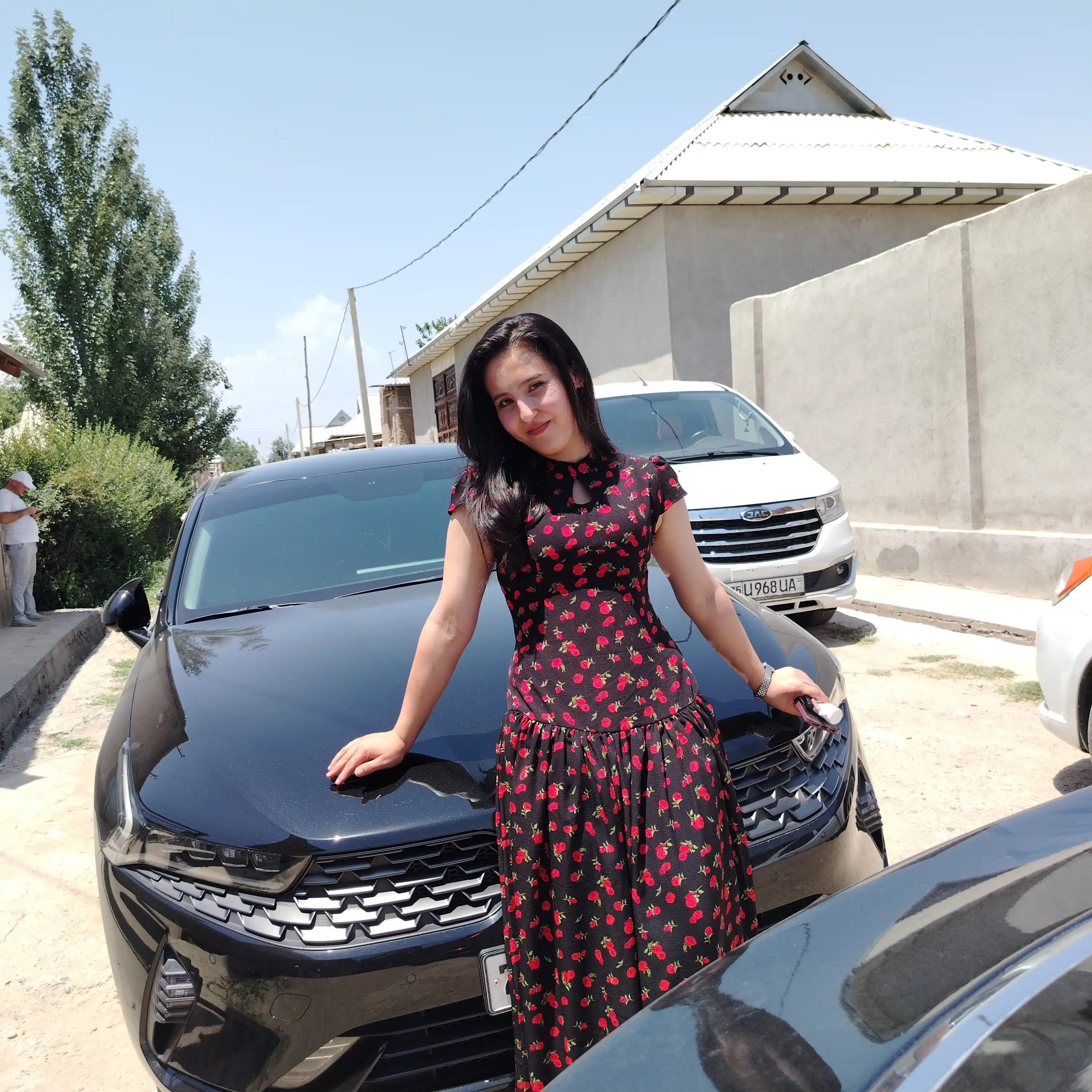 Maxi ko‘ylak, ayollarniki, kechki, gul naqshli, uzun, qora