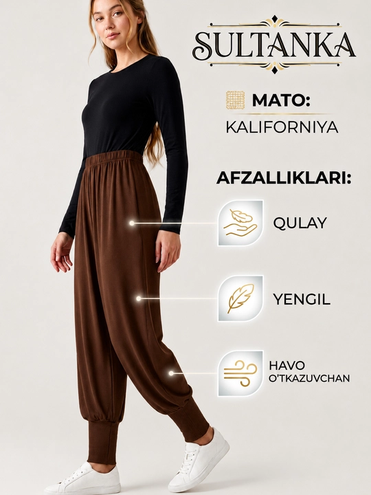 Sultanka, ayollar uchun keng shim, shalvar, haj va umra uchun, kundalik, oversize 46-56 r uchun