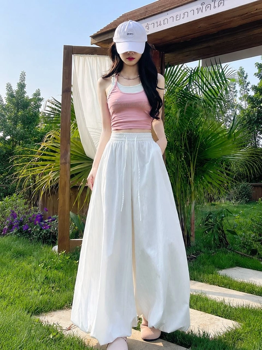 Ayollar uchun qora aladdin shim maktab va kundalik uchun yengil keng bichimli