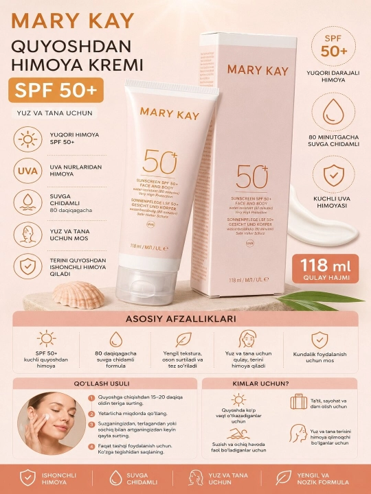 Mary Kay SPF 50 quyoshdan himoya kremi 118 ml