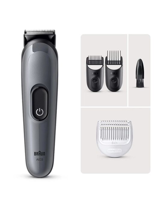 Braun AIO3500 soch, soqol va tana uchun trimmer, 100% suv o‘tkazmaydigan