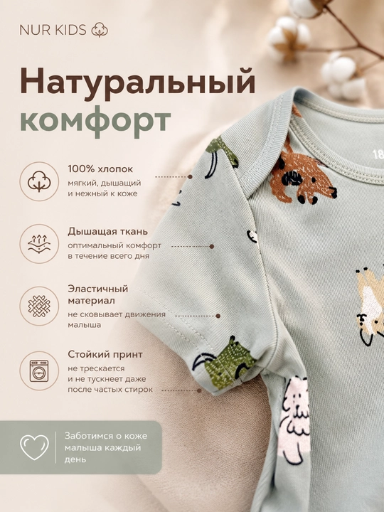 Набор для новорожденных боди для мальчиков 5 шт с коротким рукавом, хлопок