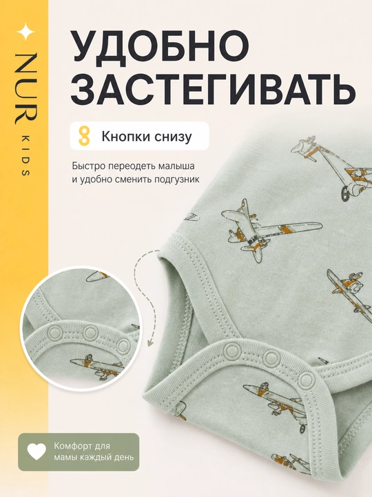 Набор для новорожденных боди для мальчиков 5 шт с коротким рукавом, хлопок
