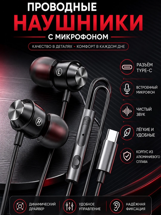 3.5mm, Type-C metall simli quloqchin, kuchli bass, telefon va kompyuter uchun, magnitli - 