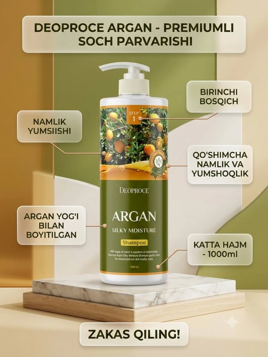 DEOPROCE Step 1 shampun 1000 ml, Koreya - 