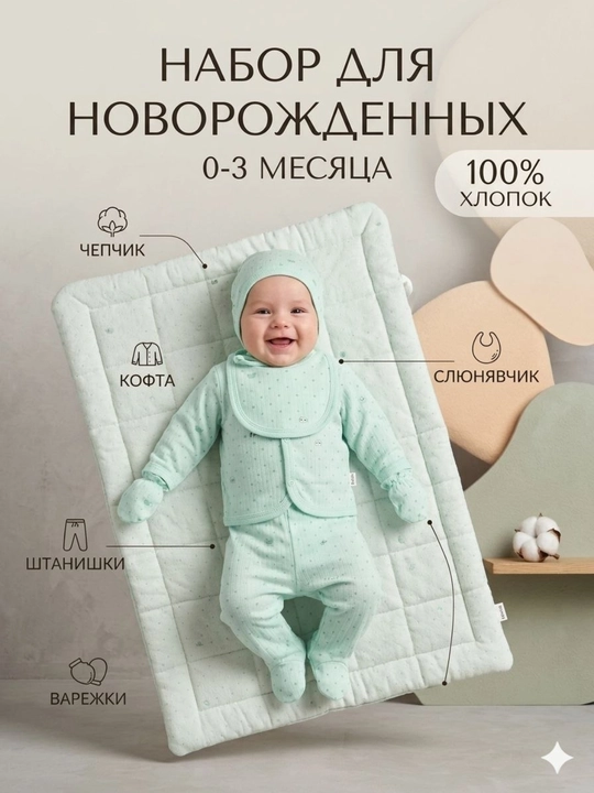 Комплект одежды для новорожденных 0-3 месяц - 