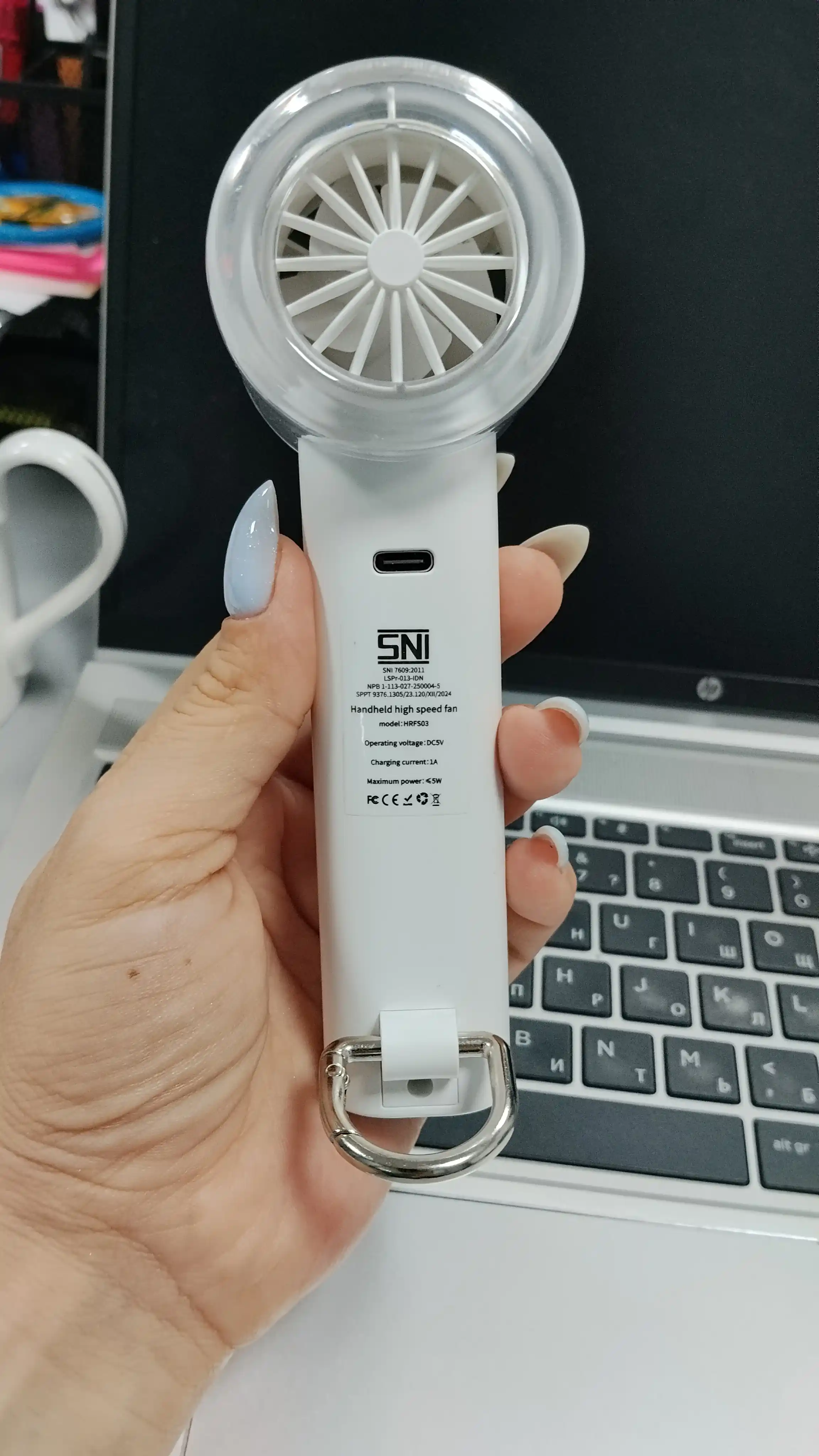 Мини-вентилятор, ручной, USB, портативный, HAN RIVER, 120 уровней скорости ветра