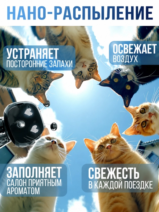 Avtomobil uchun avtomatik robot aromatizator efir moyi bilan