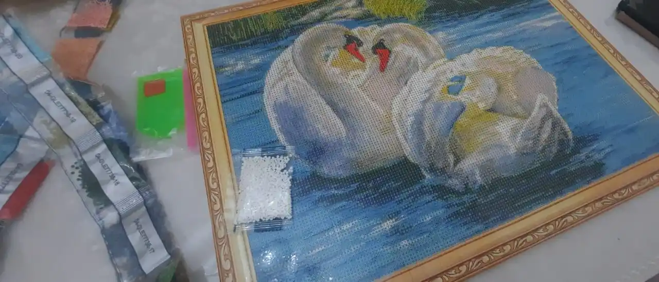 Olmosli mozaika, almazniy mazayka "HAYVONLAR" mavzusida, ramkaga tortilgan, 40*50 sm