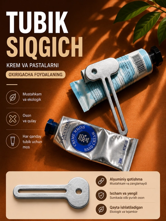 Alyuminiy va plastik tubik siqqich, krem va pasta uchun qulay siqish moslamasi