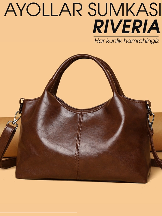 Ayollar sumkasi RIVIERA, krossbodi, tout, yelkadan osiladigan sumka, 2 bo‘limli, ekocharm