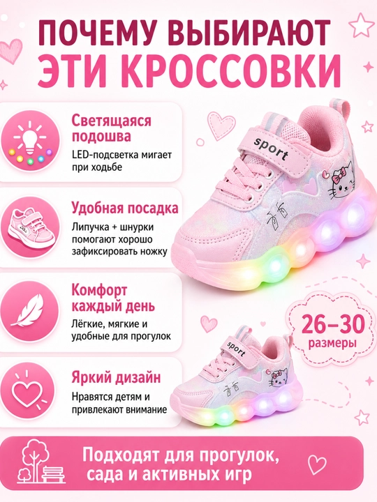 Детские кроссовки для мальчиков и девочек, со светодиодной лентой, со светящейся подошвой