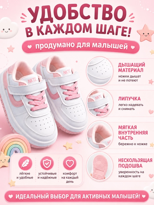 Кроссовки детские, на липучке, для мальчика и девочки, для детей