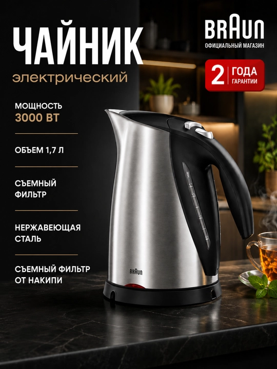 Braun WK600 MultiQuick 7 Sommelier elektr choynagi, 3000 Vt, 1.7 l - 