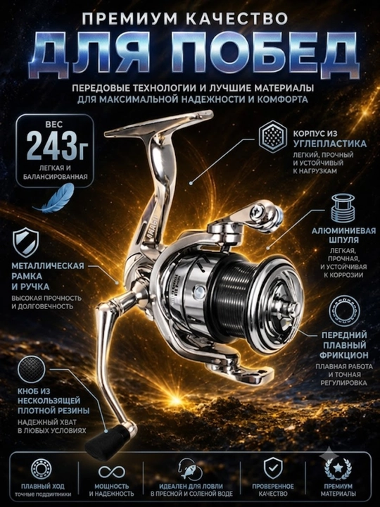 Spinning uchun g‘altak, baliq ovlash uchun, fiderli kobra