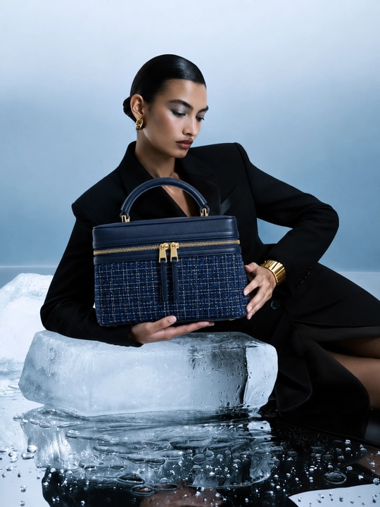 Chanel uslubidagi ayollar sumkasi, kosmetika va aksessuarlar uchun mini-sumka